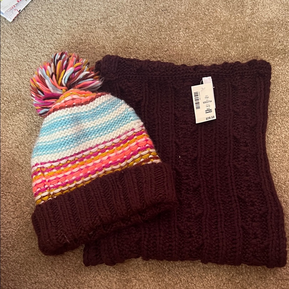 Colorful Striped toboggan and Scarf Set